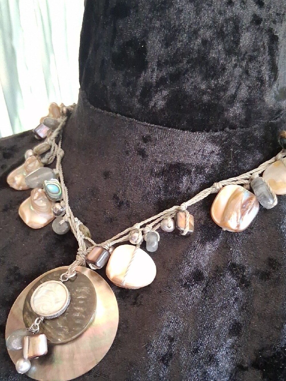 Silpada Boardwalk Iridescent Shell & Pearl & 925 Drop Pink and Brown 20+2 - Picture 11 of 12